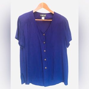 Vintage Sag Harbor Purple Rayon Button Down Blouse Size M